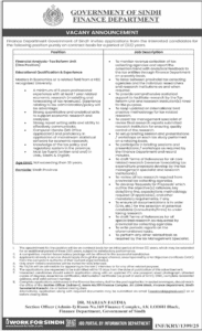Latest Finance Department Sindh Government Jobs 2025