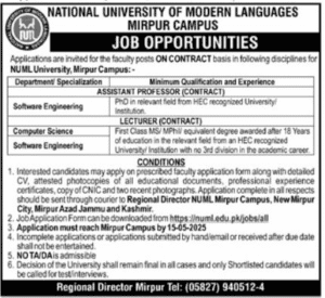 National University Mirpur Campus Jobs 2025