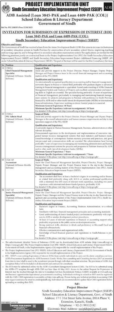 Latest Sindh Secondary Education Department Jobs 1 Latest Sindh Secondary Education Department Jobs