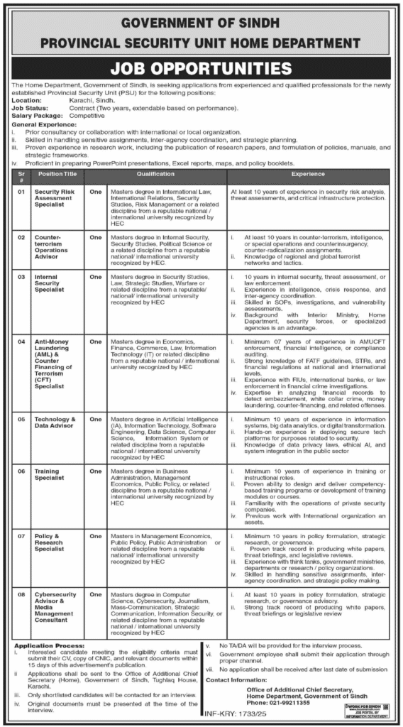 Today Government of Sindh Home Department Jobs 1 Today Government of Sindh Home Department Jobs