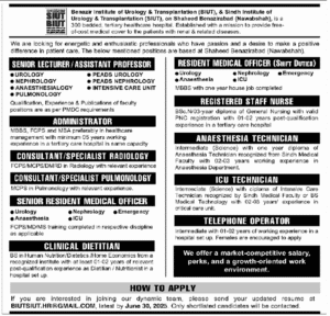 Latest BIUT Benazir Institute of Urology Jobs